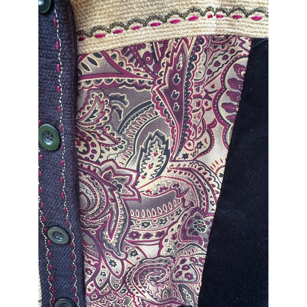 Napa Valley Petite Patchwork Jacket Burnout Velvet Paisley Multi-Texture PM - Picture 3 of 8